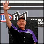Frank Patille being announced at the NHRA Summernationals with the CCImotorsports 57 Buick Pro Mod
